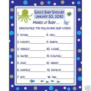 24 Baby Shower Word Scramble Game UNDER THE SEA  