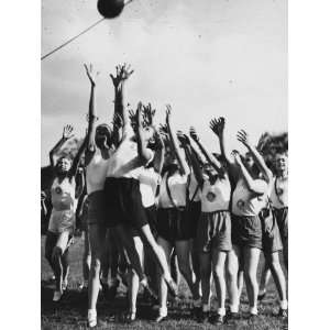  Girls Playing Ball During a Sports Lesson at a German 