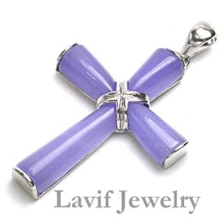 18KGP purple jade cross pendant necklace {P3505  