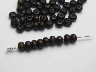 1000 Brown 4mm Round Wood Seed Beads~Wooden Spacer Beads  