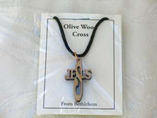 Olive Wood Olivewood Cross Pendant Necklace Holy Land  