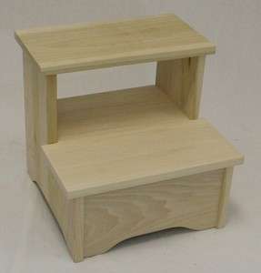 Amish Handcrafted Solid Wood Bed Stool Step Stool  