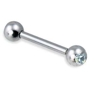 316 Surgical Stainless Steel Barbell with AB CZ   14G   Sold as a Pair 