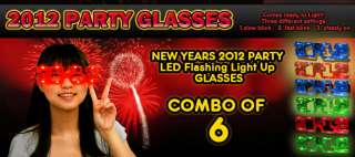 Pairs 2012 Party New Years Eve Glasses Shades Blinking Lights RED 