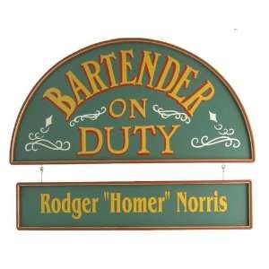  Personalized Bartender on Duty Pub Home Bar Wood Sign 