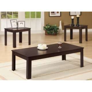 3pc Coffee Table & End Table Set in Dark Walnut Finish