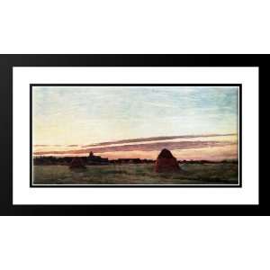   40x24 Framed and Double Matted Haystacks At Chailly