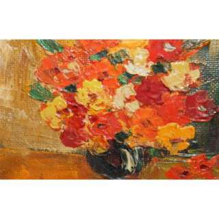 VINTAGE EXPRESSIONIST STILL LIFE FLORAL FLOWERS OIL PAINTING  