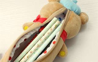 San X Rilakkuma Bonjour Pencil case Cute bear Cosmetic Pouch Free 