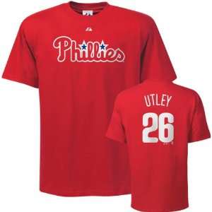 com Chase Utley Majestic Red Name and Number Philadelphia Phillies T 
