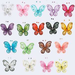 Wire Tulle Butterfly Glitter/Acrylic Rhinestones  