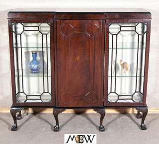 Antique Dark Mahogany Chippendale Curio Display Cabinet n61  