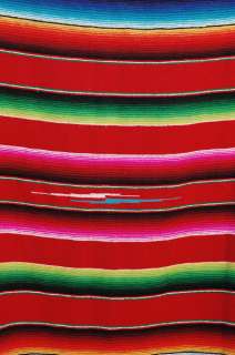 Vtg Mexican Serape Blanket Southwestern Indian Navajo Rainbow Hippie 