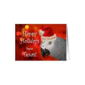  Happy Holidays Card from Texas African Grey Parrot with 