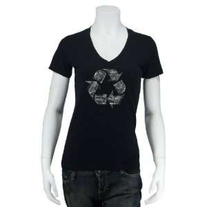   Black Recycle V Neck Shirt Medium   Created using 86 recyclable items