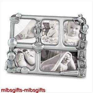 Pewter Baby Boy Girl 5 Slot Photo Picture Collage Frame   Item #38675