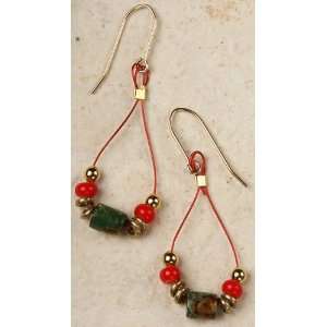  Earrings   Agate, Glass, Brass Beads Curious Designs 