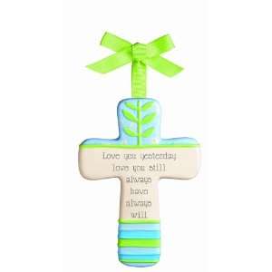  Stoneware Cross Plaque Inspirational Love You Yesterday 