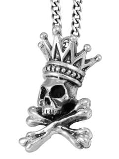 King Baby Studio Crowned Skull & Crossbones Necklace  