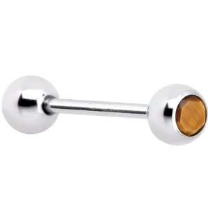  Natural Stone Tigers Eye Barbell Tongue Ring Jewelry
