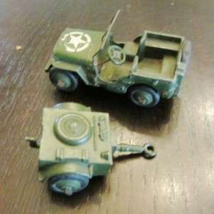 Vintage 1950s Dinky England Meccano Army Military Jeep & Trailer 