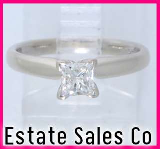 14kwg Princess Diamond Solitaire Engagement Ring .50ct  