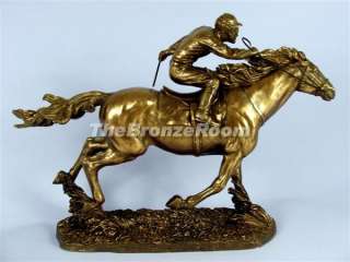 Horse and Jockey   Bronze Horse Racing Sculpture  