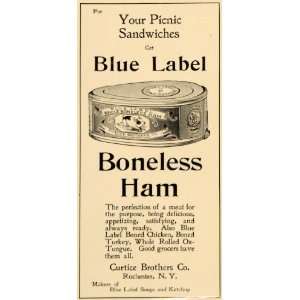  1899 Ad Picnic Sandwiches Blue Label Boneless Ham NY 