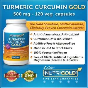  Turmeric Curcumin GOLD, 500mg, 120 Veg. Capsules   Curcumin 