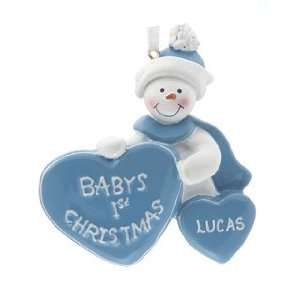   Babys 1st Christmas with Heart Boy Christmas Ornament