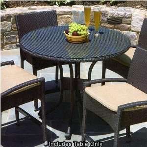  Vento 42 Inch Round High Glass Top Wicker Dining Table 