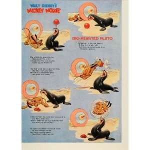   Pluto Walt Disney Mickey Mouse Seal   Original Color Print Home