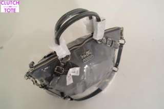 Coach 15921 Madison Patent Leather Dark Gray Sophia Satchel Handbag 