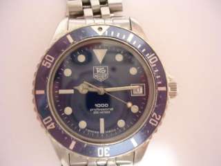 TAG HEUER 1000 Professional rare BLUE Mens Watch 980.613 NICE  