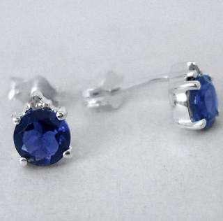 20cts EXCELLENT DIAMOND BLUE IOLITE 925 SILVER ARTISAN EARRINGS STUD 