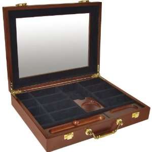  Best Quality Premium Wood Poker Chip Case With Cigar Tray 