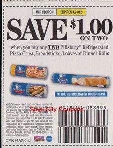   Refrig Pizza Crust Breadsticks Loaves Coupons $1.00/2 4/21/12  
