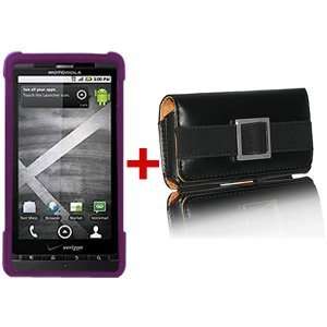   Case Leather Pouch Combo Purple For Verizon Motorola Droid X Mb810