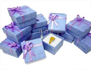 24 Wholesale Lot Purple Paper Ring Gift Box Case  