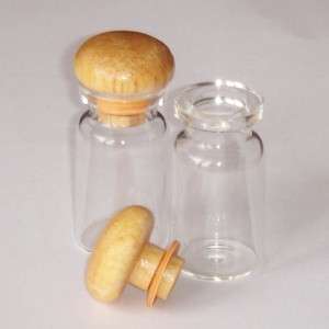 Lot 25 5ml Clear Glass Bottle Vial Wooden Airtight Cap  