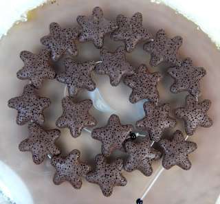 24x25mm Coffee Rock Lava Star Beads 16  