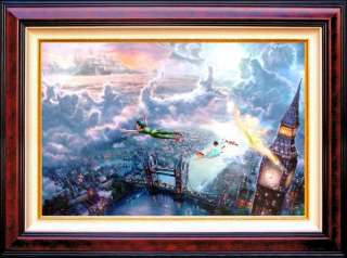 Tinker Bell and Peter Pan Fly to Neverland 12x16 Classic Kinkade 