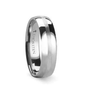 BELLATOR Domed with Brushed Stripe Tungsten Wedding Ring   6 mm   FREE 
