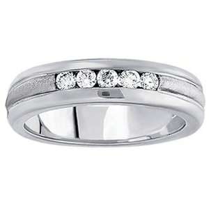   TW Channel Set Mens Diamond Wedding Band in 14k White Gold   Size 8.5