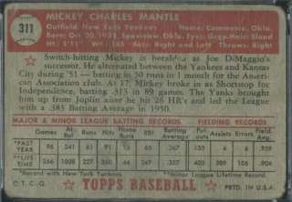 1952 Topps 311 Mickey Mantle PSA 1 (7838)  
