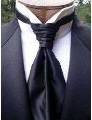 Tuxedo Tie Black Banded Solid Fusion Shar Pei Cravat