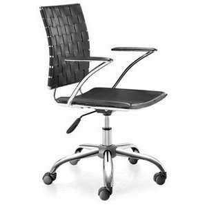  Zuo Criss Cross Chrome Steel Black Office Chair Patio 