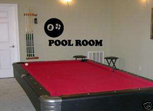 Pool Room Billiards Eight Ball Wall Lettering Decal  