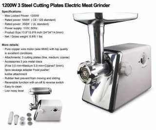  Meat Grinder 3 Cutting Plates with CE GS Certificated White  