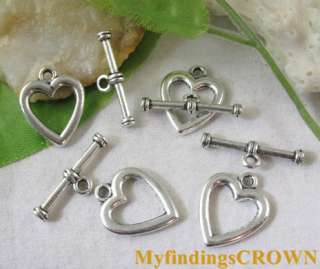 30sets Tibetan silver heart toggle clasps FC8240  